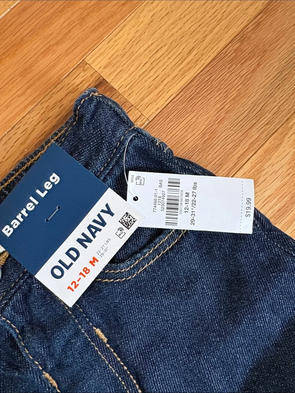 NWT Old navy barrel leg jeans 12-18 months